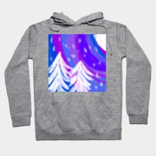 blue purple watercolor painting scenery design Hoodie